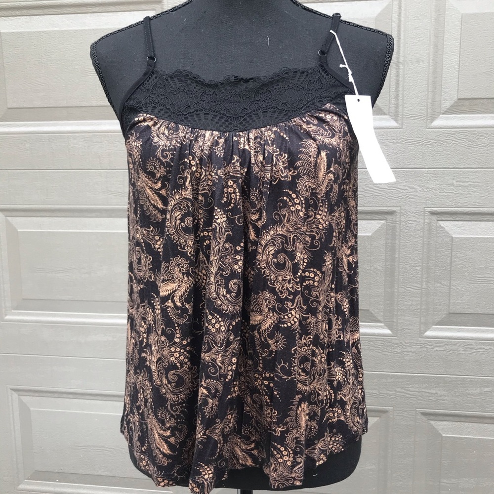 NWT Only Hearts Lace Trim Black Camisole Tank Top